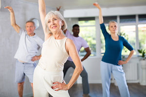 A group of older people exercising